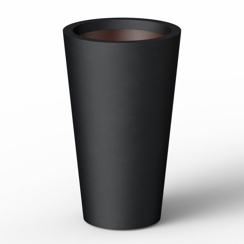 Kante Tall Concrete Planter, 19.7 Inch Height Large Flower Pot for Indoor Outdoor Plants, Suitable for Home, Patio, Garden, Porch, Black Finish with Painted Interior - Image 1