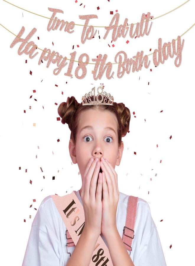 Inspireyee Rose Gold 18th Birthday Decorations for Girls Rose Gold 18th Birthday Banner 18th Birthday Sash 18th Tiara 40 Inch NO. 18 Rose Gold Foil Balloons Rose Gold Confetti Balloons 18th Rose Gold Party Set - Image 3