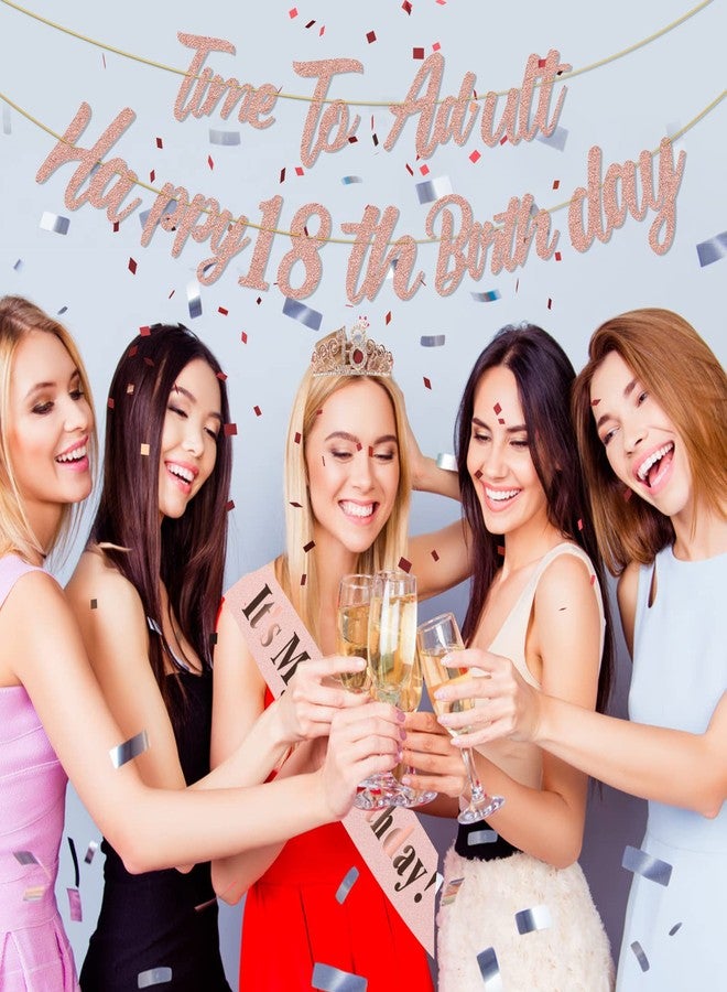 Inspireyee Rose Gold 18th Birthday Decorations for Girls Rose Gold 18th Birthday Banner 18th Birthday Sash 18th Tiara 40 Inch NO. 18 Rose Gold Foil Balloons Rose Gold Confetti Balloons 18th Rose Gold Party Set - Image 4