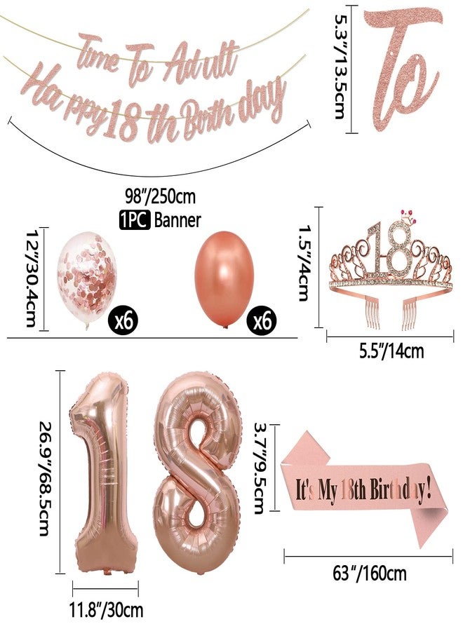 Inspireyee Rose Gold 18th Birthday Decorations for Girls Rose Gold 18th Birthday Banner 18th Birthday Sash 18th Tiara 40 Inch NO. 18 Rose Gold Foil Balloons Rose Gold Confetti Balloons 18th Rose Gold Party Set - Image 2