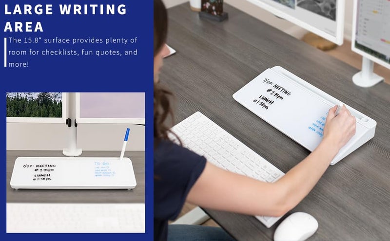 XBEY Desk Organiser Glass Desktop Whiteboard/Plastic Desk Buddy/Great Desk Organiser and Desk Accessory for Home Or Office/Dry Erase Board for Desk Notes (Full White) - Image 5