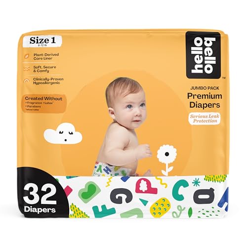 Hello Bello Premium Baby Diapers Size 1, 32 Count of Disposable, Extra-Absorbent, Hypoallergenic Baby Diapers with Snug and Comfort Fit, Alphabet Soup - Image 1