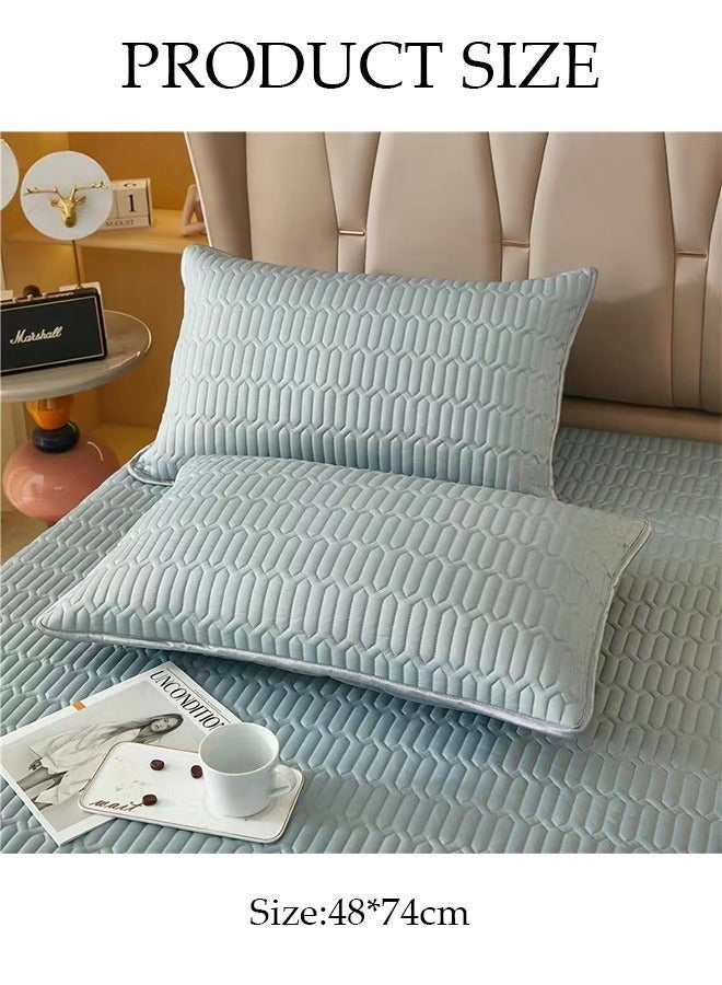 ميكسد 2-Piece Cooling Pillow Cases Luxury Soft Pillow Covers Breathable Latex for Hot Sleepers Hair and Skin Friendly - Image 4