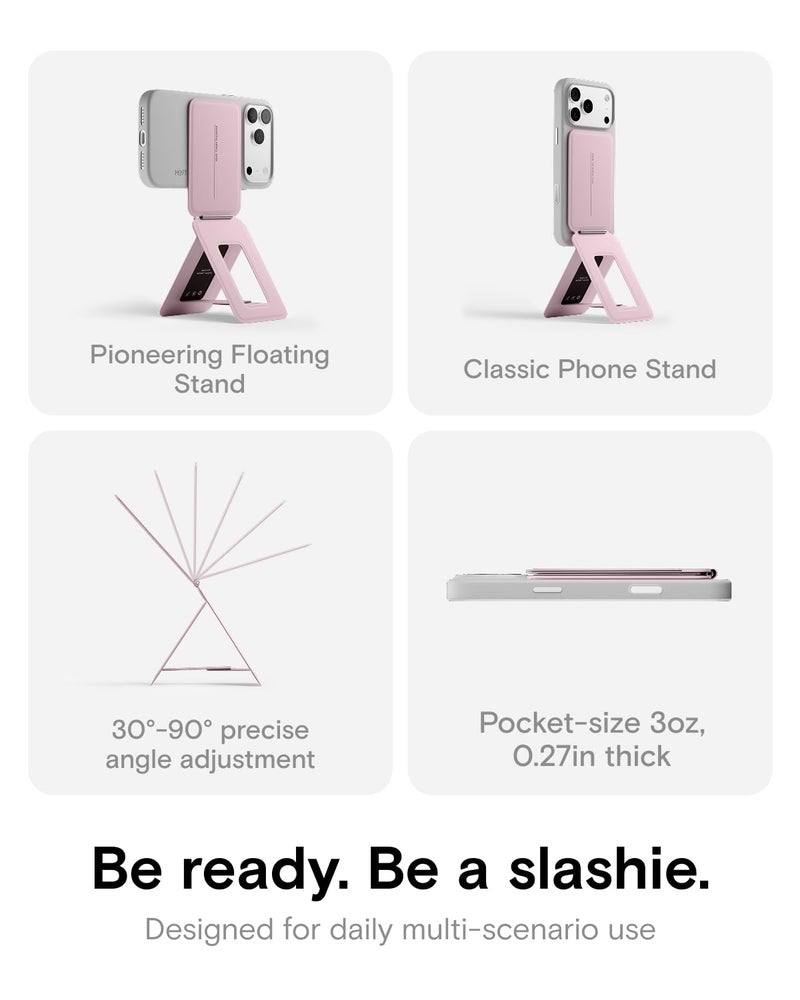 MOFT Phone Tripod Stand Selfie Stick for iPhone, Multi-Angles iPhone Stand, Lightweight & Portable Phone Holder, Strong Magnets, MOVAS Vegan Leather, Travel Essentials, Blush(Without Card Slot) - Image 3