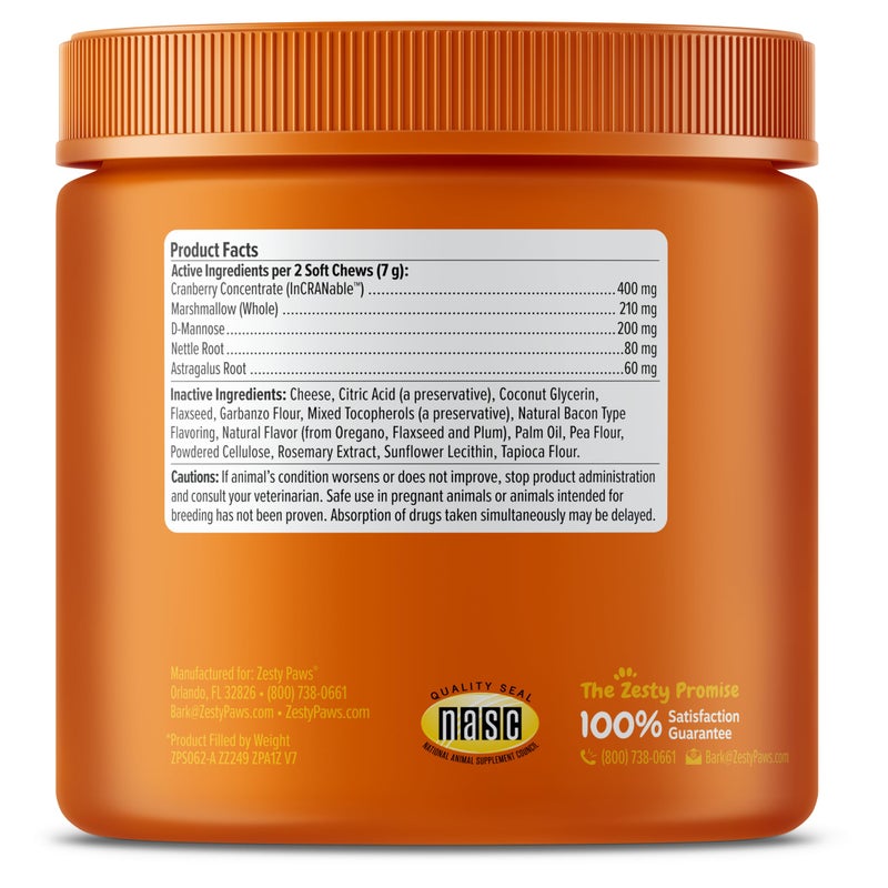 Zesty Paws Cranberry Supplement for Dogs - Bladder Control for Dogs - Urinary Tract Support - Cranberry Chews with D-Mannose, Vitamin B6 & L-Arginine - Immune & Gut Support - Bacon - 90 Count - Image 5
