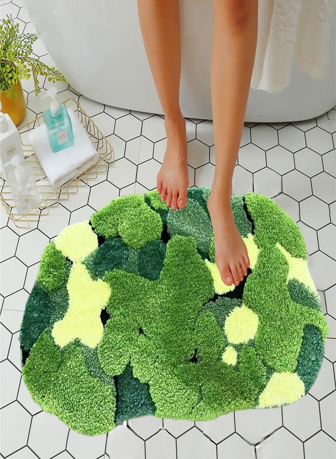 LEVINIS Cute Moss Bath Mat, Non Slip Boho Rug, Soft Shag Floor Mat Water Absorbent Funny Rug for Bathroom, Sink, Tub, Toilet, Entry Way 31"20" - Image 1