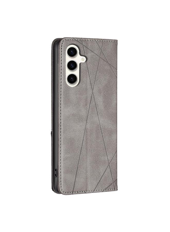 S-TOP Case For Samsung Galaxy S24 FE 5G Rhombus Texture Magnetic Leather Phone Case - Image 4