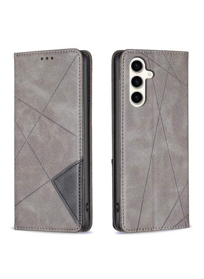 S-TOP Case For Samsung Galaxy S24 FE 5G Rhombus Texture Magnetic Leather Phone Case - Image 1