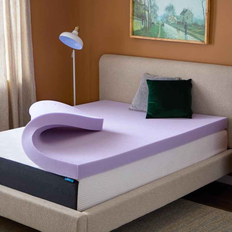 Lucid 4 Inch Lavender Memory Foam Mattress Topper Queen Size Essential Oil Infusion Ultra Plush Feel PressureRelieving Bed Topper Ventilated and Breathable CertiPur Certified - Image 2