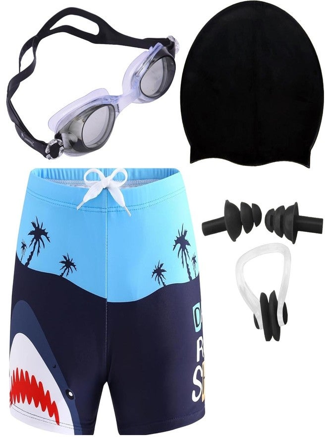 LEBAMI Swimming Kit for Kids Boys | Swim Trunks, Goggles, Swim Cap, Nose Clip, Ear Plugs | Accessories for Swimming, Water Sports (Black,4 Years-6 Years) - Image 1