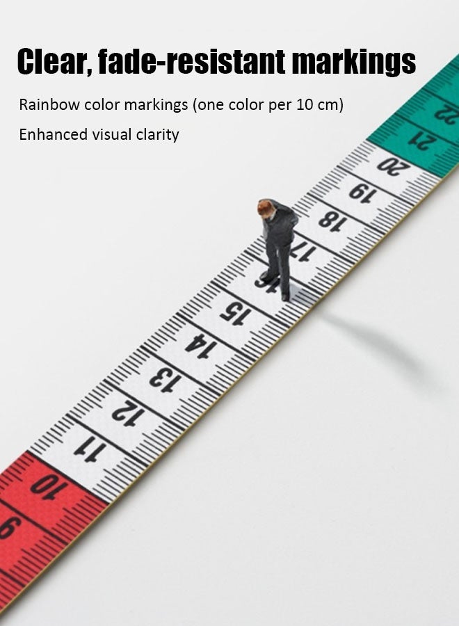 موندا شريط قياس ناعم ملون، مسطرة مرنة 150 سم/60 بوصة للجسم والخياطة، شريط قياس مزدوج المقياس متري وبوصة مع زر كبس للإغلاق على الوجهين - Image 5
