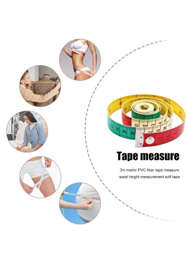 موندا شريط قياس ناعم ملون، مسطرة مرنة 150 سم/60 بوصة للجسم والخياطة، شريط قياس مزدوج المقياس متري وبوصة مع زر كبس للإغلاق على الوجهين - Image 3