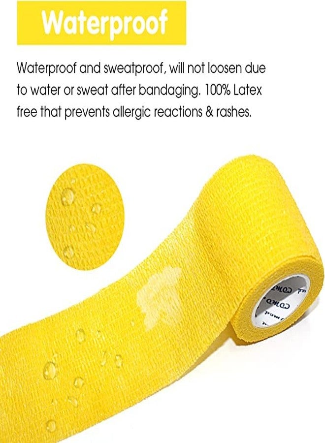 الشريط ضمادة كريب لاصقة من A-TAPE، شريط لاصق مرن ذاتي الاستخدام لإصابات الرياضة، والالتواءات، وإصابات الركبة والمعصم، والتواءات الكاحل، والتورم (10 سم × 4.5 متر - عبوة من 12 قطعة) متعدد الألوان - Image 5