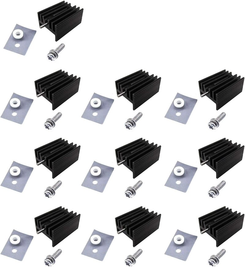 Easycargo 10 Packs TO-220 Heatsink + Insulator Mounting Screws Kits for LM317 LM317t L7805 L7812 L78XX Voltage Regulator, IRFZ44N 3205 520N 630 1404 MOSFET Transistor (20mmx15mmx11mm) - Image 1