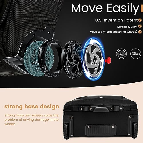 RUCYEN Rolling Laptop Bag,Rolling Briefcase for Men & Women,Laptop Briefcase on Wheels,Carry On Bag for Business Travel (Black+Black Zipper, 15.6 inch) - Image 3