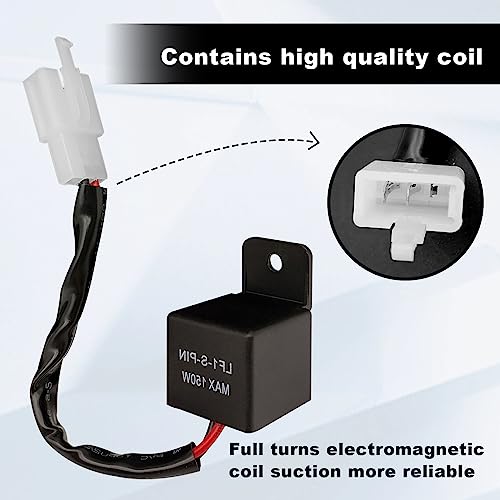 stymart LED Flasher Relay 2-Pin, 12V Relay for car LED Flash Turn Signal Relays, Adjustable Flash Rate Flasher Relay Wiring Connectors Kit for Fix Motorcycle Turn Signal Bulbs Hyper Flash(1pcs） - Image 5