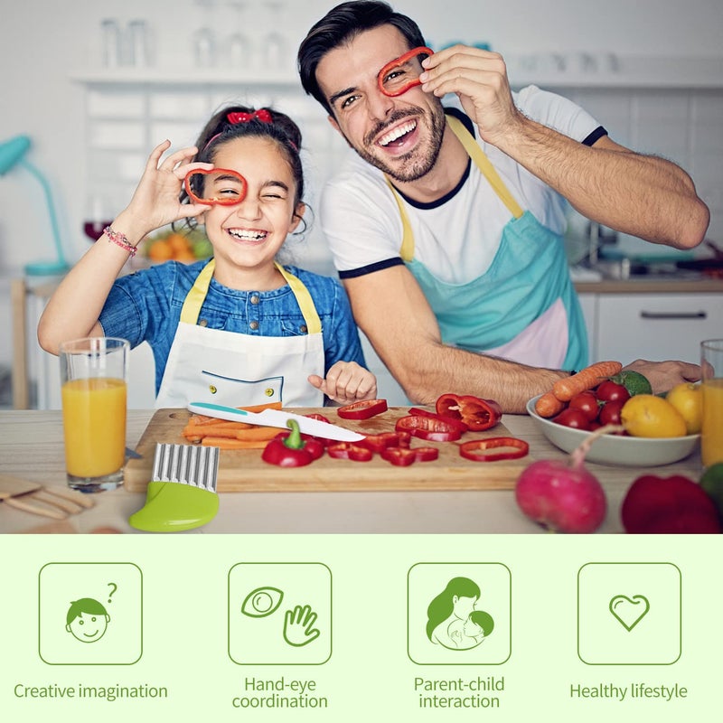 Suhctuptx Kids Kitchen Knives, Nylon Toddler Knife Set with Crinkle Cutter, Kid Safe Knife for Real Cooking, Toddlers Friendly Knifes for Kitchen Cooking & Cutting Bread Vegetable Fruit Cake - Image 4