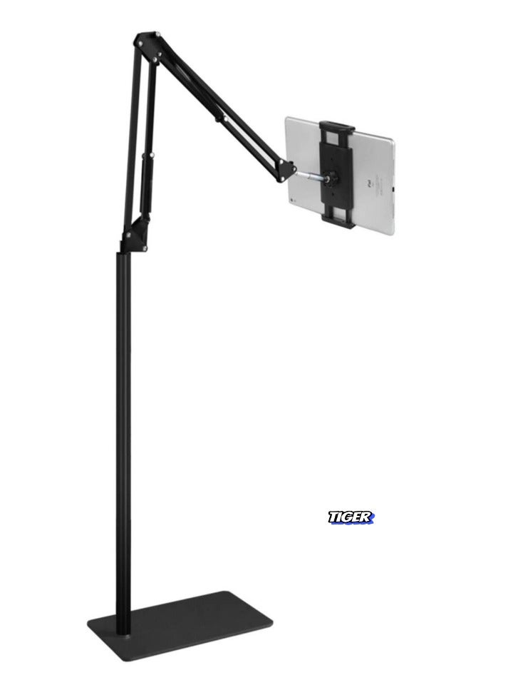 TIGER Universal Floor Adjustable and Foldable Tablet Stand Holder – 360° Rotation for Phones and Tablets, Portable and Versatile Design - Image 1