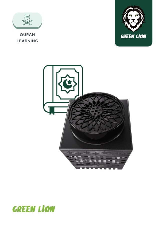 GREEN LION Moon Bakhour Quran Speaker / Bukhour / Luxury Scent  / Remote & App Control / RGB Lights / Many Times Incense Burning / Fast Burning / 5 Hours Playtime / Azan Time Setting / Timed Power Off / Aromatherapy / Quran Learning - Black - Image 4