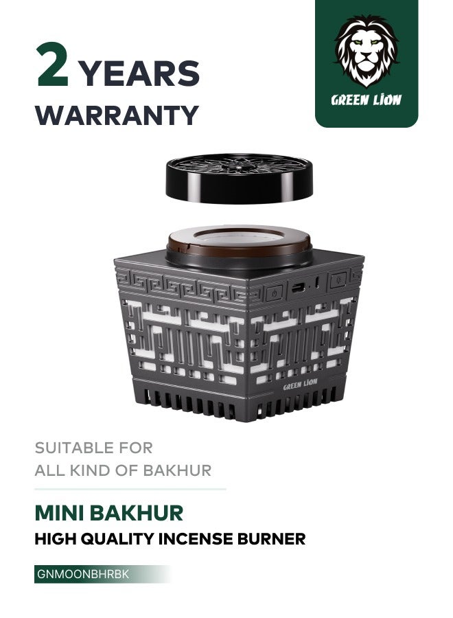 GREEN LION Moon Bakhour Quran Speaker / Bukhour / Luxury Scent  / Remote & App Control / RGB Lights / Many Times Incense Burning / Fast Burning / 5 Hours Playtime / Azan Time Setting / Timed Power Off / Aromatherapy / Quran Learning - Black - Image 1