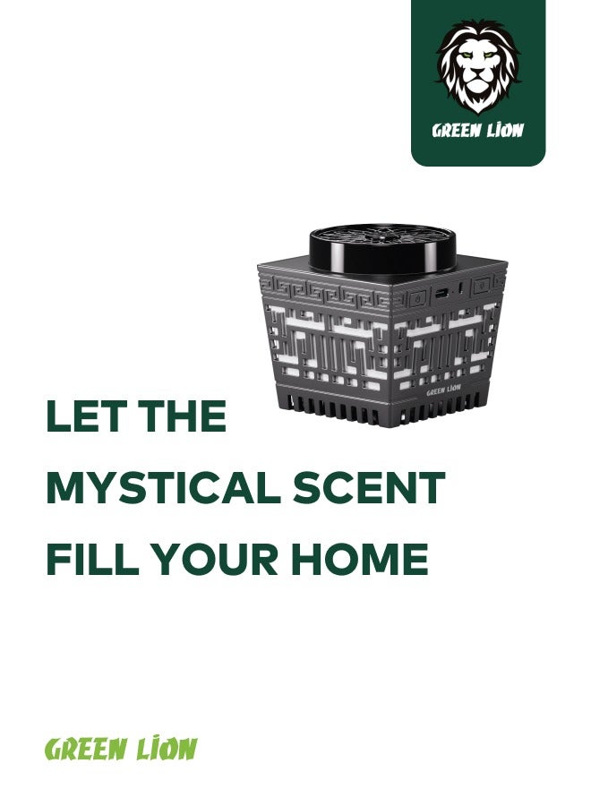 GREEN LION Moon Bakhour Quran Speaker / Bukhour / Luxury Scent  / Remote & App Control / RGB Lights / Many Times Incense Burning / Fast Burning / 5 Hours Playtime / Azan Time Setting / Timed Power Off / Aromatherapy / Quran Learning - Black - Image 2