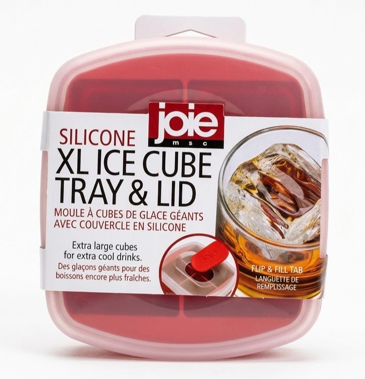 Joie MSC Joie Silicone XL Ice Cube Tray with Lid – 4 Ice Molds Large Ice Maker for Whiskey Cocktails & Cold Drinks, Flexible BPA Free Ice Tray Easy Release Big Ice Cubes for Home Kitchen Freezer - Image 1