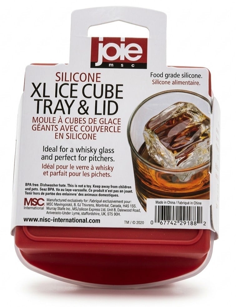 Joie MSC Joie Silicone XL Ice Cube Tray with Lid – 4 Ice Molds Large Ice Maker for Whiskey Cocktails & Cold Drinks, Flexible BPA Free Ice Tray Easy Release Big Ice Cubes for Home Kitchen Freezer - Image 2
