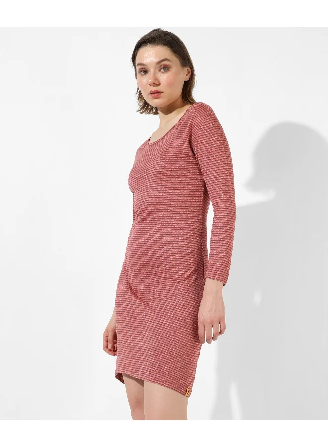Campus Sutra Striped Bodycon Dress