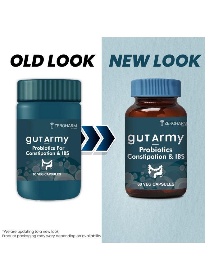 ZEROHARM Gut Army Probiotics For Constipation & Ibs 60 Veg Capsules,100 Billion Cfu For Constipation Relief,Stomach & Colon Cleanser,Diarrhea,Bloating & Acidity,Improve Digestive Health,1 Count - Image 2