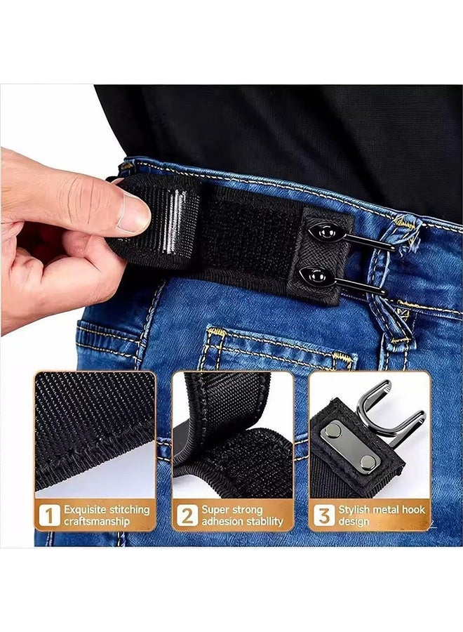 2 Pcs Buckleless Belt Hook, Metal Hook Elastic Belt for Men Women, Invisible Stretch No Buckle Waistband, Adjustable Side Waistband For Work, Casual, Business, Travel, Commuting, Easy To Use - Image 4