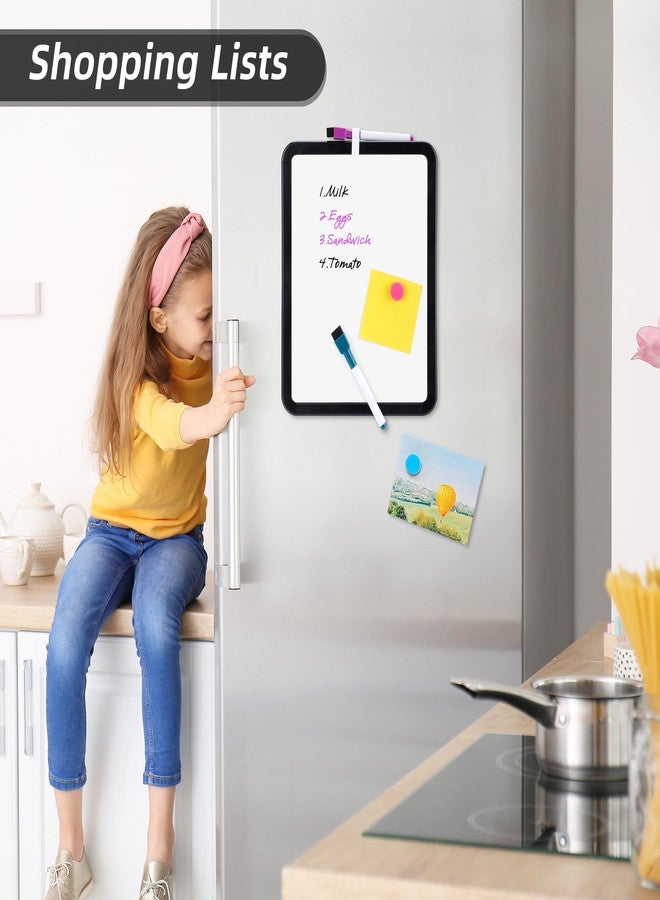 VUSIGN Small White Board Dry Erase, 8.5'' x 11'' Magnetic Dry Erase Board, Mini Whiteboard with Markers for Kids, Students, Fridge, Wall, Locker, Black - Image 2