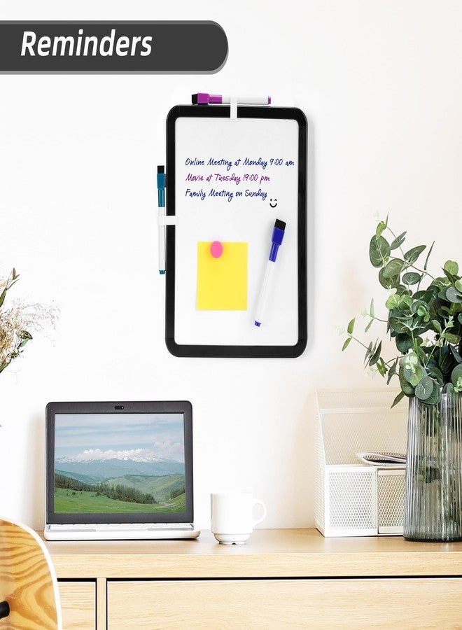 VUSIGN Small White Board Dry Erase, 8.5'' x 11'' Magnetic Dry Erase Board, Mini Whiteboard with Markers for Kids, Students, Fridge, Wall, Locker, Black - Image 3