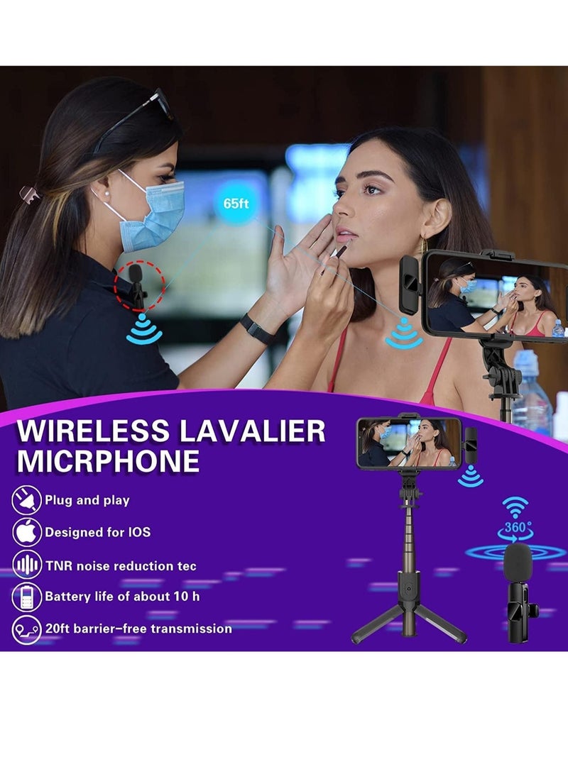 Wireless Lavalier Microphone , mobile phone Microphone, Plug & Play No APP Needed, Mini lapel Wireless Microphone , Noise Cancellation Microphone for live stream