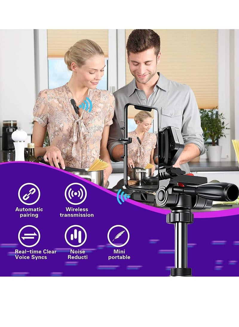 Wireless Lavalier Microphone , mobile phone Microphone, Plug & Play No APP Needed, Mini lapel Wireless Microphone , Noise Cancellation Microphone for live stream