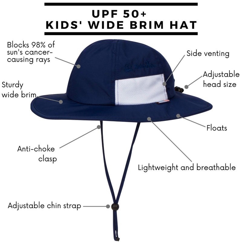 SwimZip Wide Brim Sun Hat | UPF 50+ Protection for Baby, Toddler, and Kids Navy - Image 2