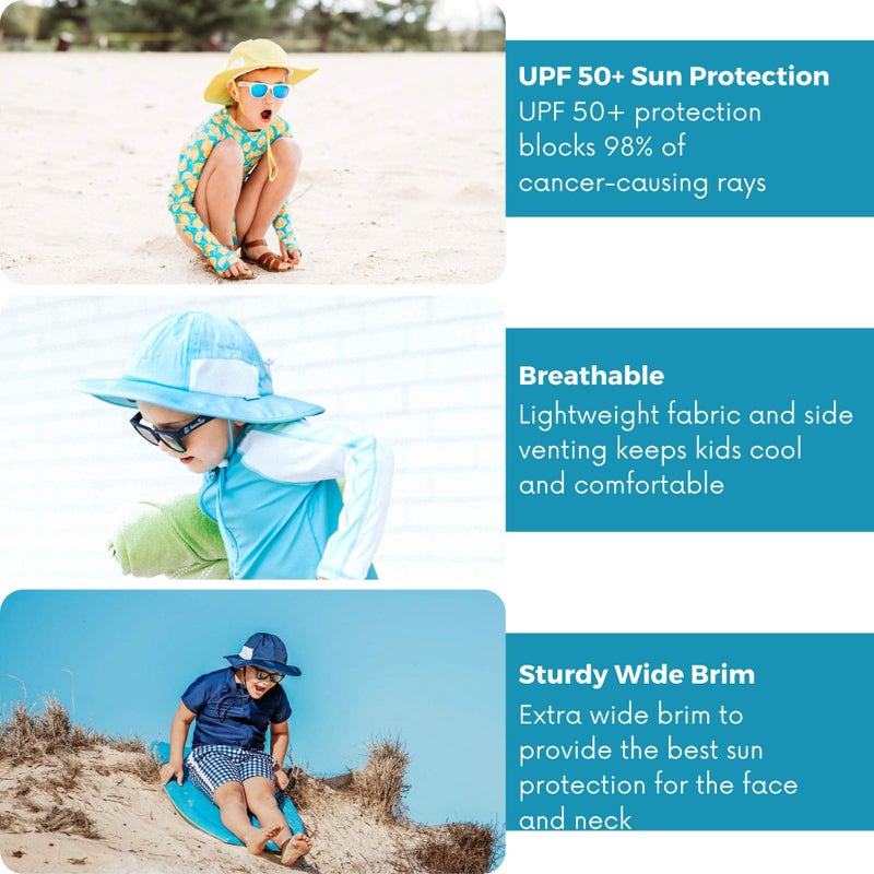 SwimZip Wide Brim Sun Hat | UPF 50+ Protection for Baby, Toddler, and Kids Navy - Image 5