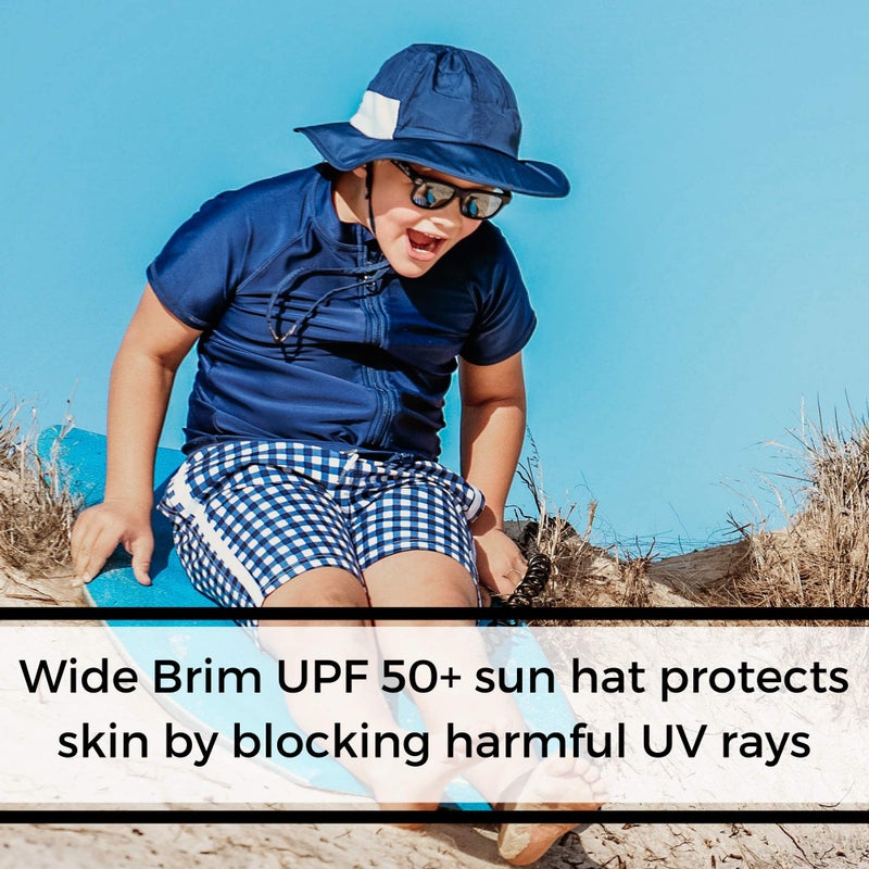 SwimZip Wide Brim Sun Hat | UPF 50+ Protection for Baby, Toddler, and Kids Navy - Image 3