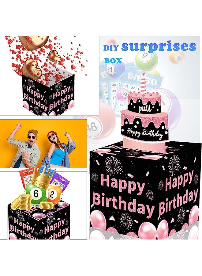 إم إكس إن صندوق نقود عيد الميلاد لسحب الهدايا النقدية، صندوق هدايا مفاجئ لصناديق النقود مع بطاقة سحب و30 كيسًا شفافًا، مجموعة DIY، طرق مضحكة لتقديم المال كهدية للآباء والعشاق والأصدقاء (وردي) - Image 3