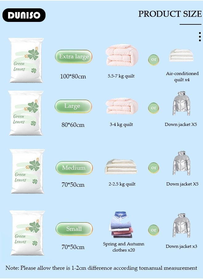 Arabest Combo Vacuum Storage Bag with Electric Pump, 4 Pack(1Jumbo + 1 Large + 1Medium + 1 Small) of Reusable Compression Bags, Double Zip Seal Special-Grip Clip,Travel Vacuum Sealer Bags, Rapid Vacuum for Clothes, Mattress, Blanket, Pillows Compression and Travelling  - Image 4