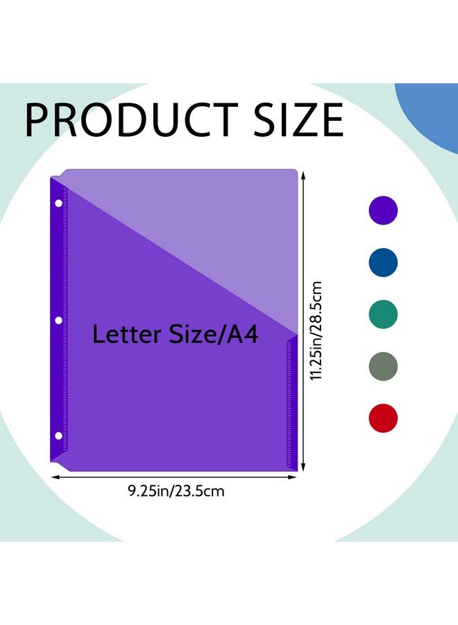 مايتيز 50 حزمة من جيوب المجلدات ذات 3 فتحات من البلاستيك الشفاف ومجلدات المستندات ومنظم المجلدات البلاستيكية بحجم الحروف مع جيوب وسترة ملف مائلة للمكتب (لون داكن 9.25 × 11.22 بوصة) - Image 2