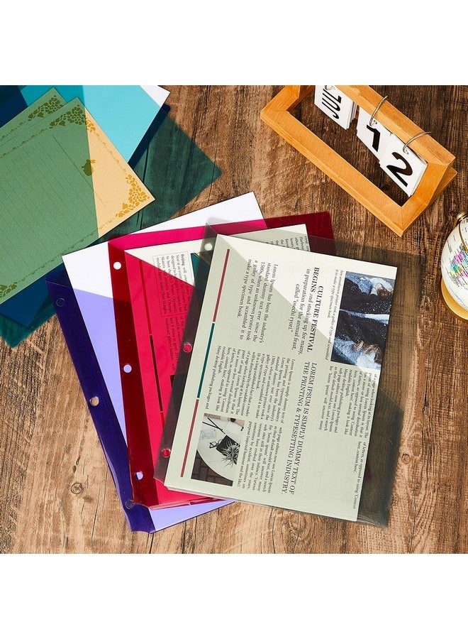 مايتيز 50 حزمة من جيوب المجلدات ذات 3 فتحات من البلاستيك الشفاف ومجلدات المستندات ومنظم المجلدات البلاستيكية بحجم الحروف مع جيوب وسترة ملف مائلة للمكتب (لون داكن 9.25 × 11.22 بوصة) - Image 4