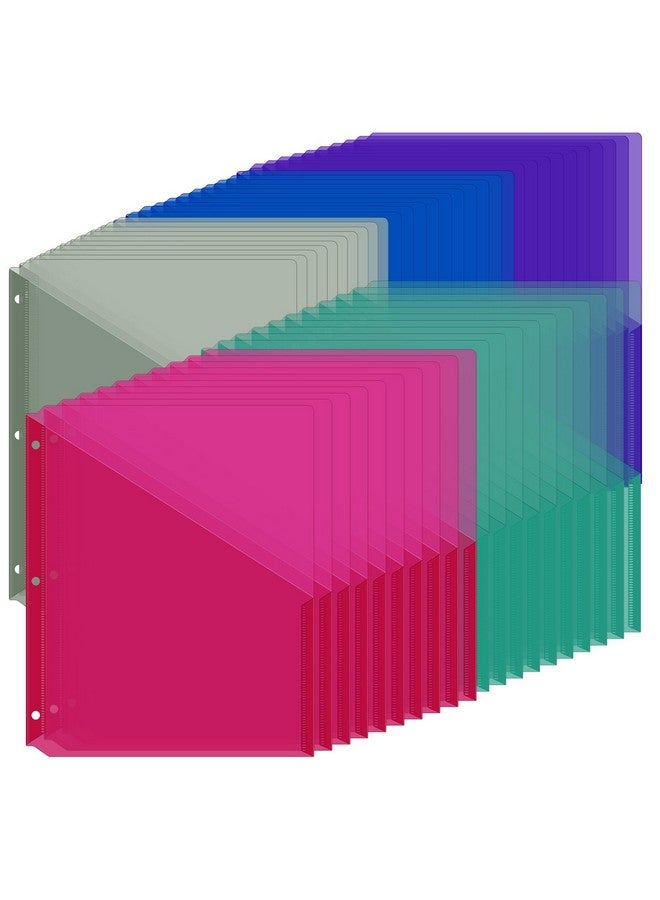 مايتيز 50 حزمة من جيوب المجلدات ذات 3 فتحات من البلاستيك الشفاف ومجلدات المستندات ومنظم المجلدات البلاستيكية بحجم الحروف مع جيوب وسترة ملف مائلة للمكتب (لون داكن 9.25 × 11.22 بوصة) - Image 1