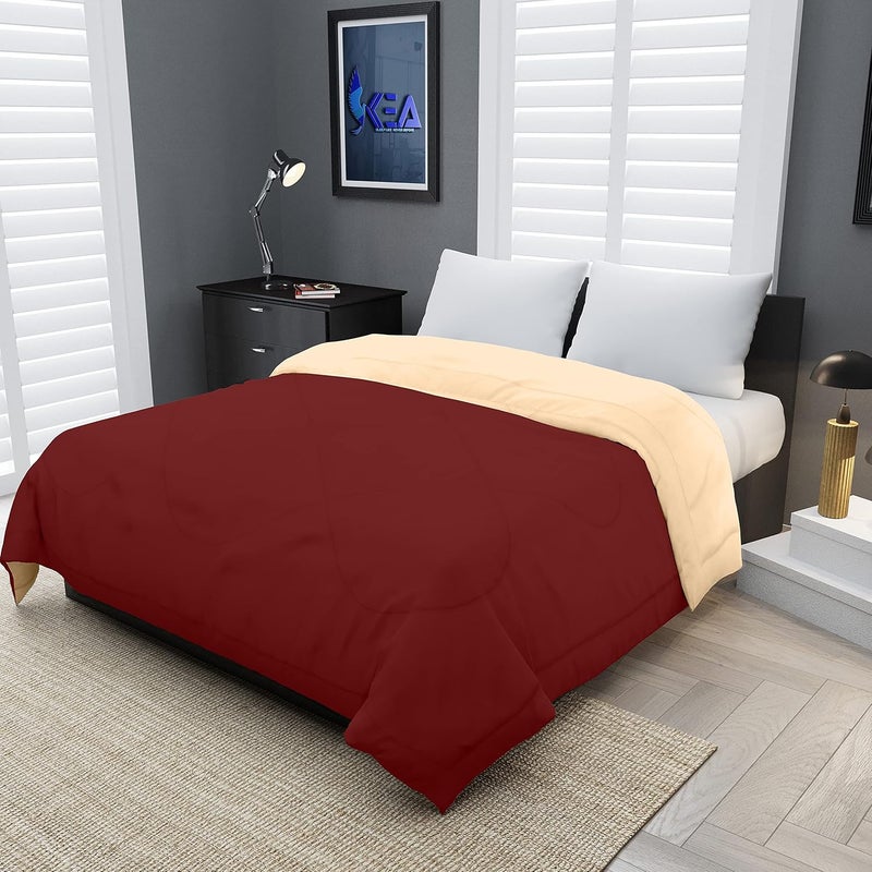 KEA KEA Microfibre Reversible Double Bed King Size ComforterDuvet for All WeatherPeach Maroon 250 GSMComforter Double  - Image 1