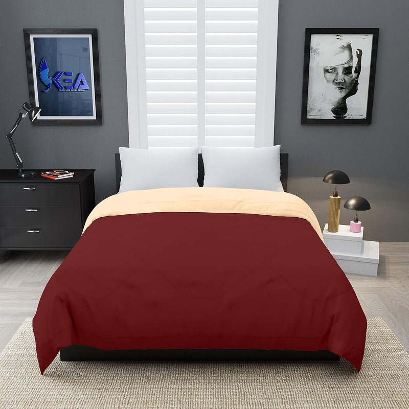 KEA KEA Microfibre Reversible Double Bed King Size ComforterDuvet for All WeatherPeach Maroon 250 GSMComforter Double  - Image 3
