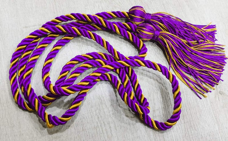 HEPNA Handmade Graduation Cord Purple/Gold,1 PCS 68 Inch- Honor Cord - Image 2