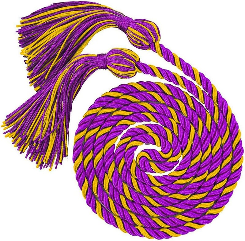 HEPNA Handmade Graduation Cord Purple/Gold,1 PCS 68 Inch- Honor Cord - Image 1