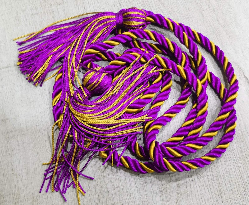 HEPNA Handmade Graduation Cord Purple/Gold,1 PCS 68 Inch- Honor Cord - Image 3