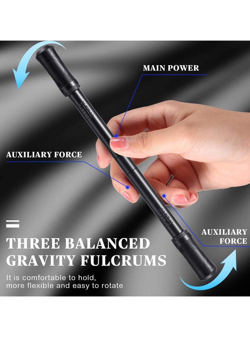 SYOSI 2 Pieces Finger Spinning Pen, Rolling Pen Game Stunt Pen with Tutorial, Release Stress Training Brain for Kids Adult Students Beginners (Black and Silver)  - Image 3