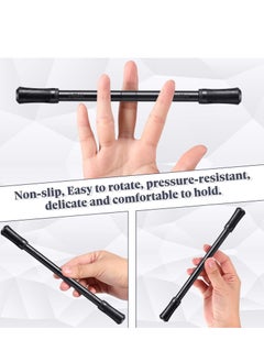 SYOSI 2 Pieces Finger Spinning Pen, Rolling Pen Game Stunt Pen with Tutorial, Release Stress Training Brain for Kids Adult Students Beginners (Black and Silver)  - Image 4