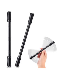 SYOSI 2 Pieces Finger Spinning Pen, Rolling Pen Game Stunt Pen with Tutorial, Release Stress Training Brain for Kids Adult Students Beginners (Black and Silver)  - Image 1